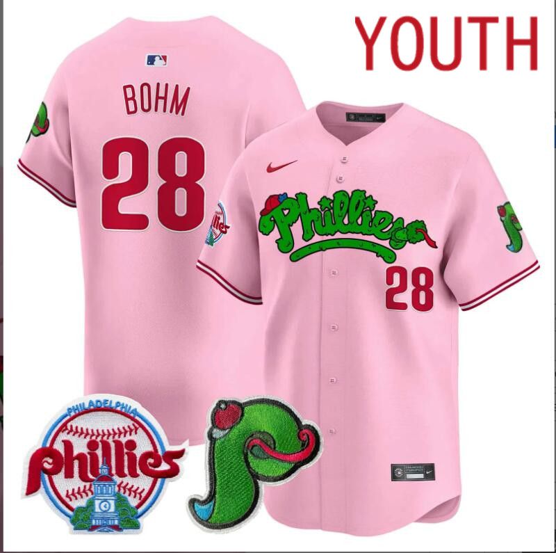 Youth  Philadelphia Phillies #28 Bohm Pink Limited 2024 MLB Nike jersey->youth nfl jersey->Youth Jersey